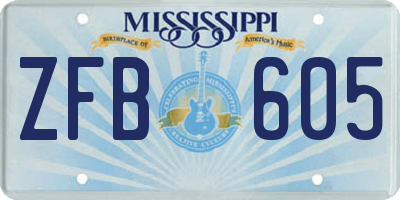 MS license plate ZFB605