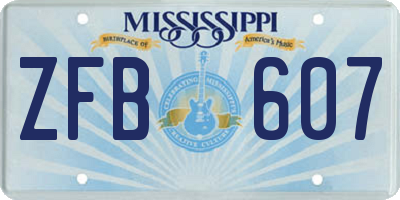 MS license plate ZFB607