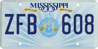 MS license plate ZFB608