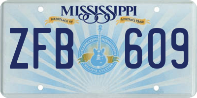 MS license plate ZFB609