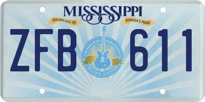 MS license plate ZFB611