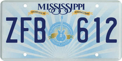 MS license plate ZFB612