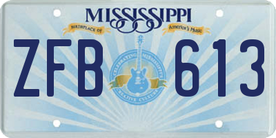 MS license plate ZFB613