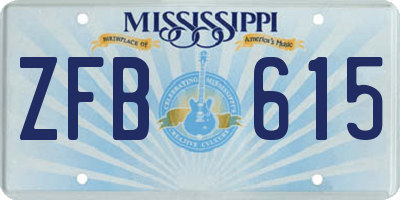MS license plate ZFB615
