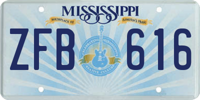 MS license plate ZFB616