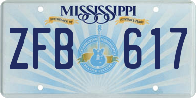 MS license plate ZFB617