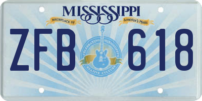 MS license plate ZFB618