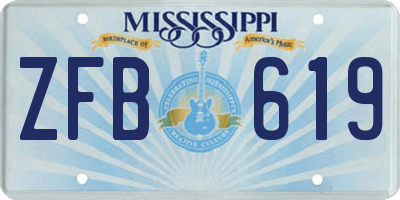 MS license plate ZFB619