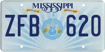 MS license plate ZFB620
