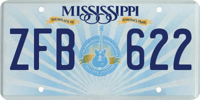 MS license plate ZFB622