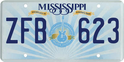MS license plate ZFB623