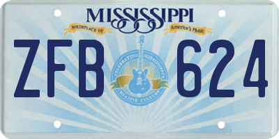 MS license plate ZFB624