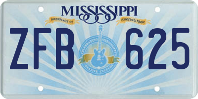 MS license plate ZFB625