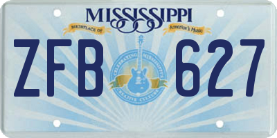MS license plate ZFB627