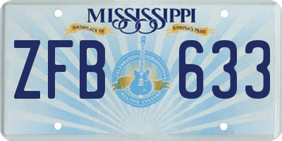 MS license plate ZFB633