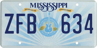 MS license plate ZFB634