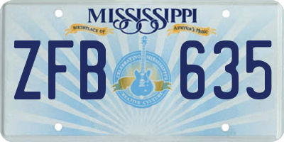 MS license plate ZFB635