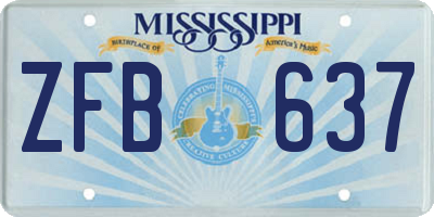 MS license plate ZFB637