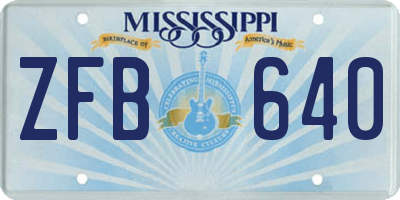 MS license plate ZFB640