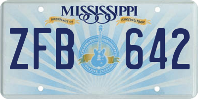 MS license plate ZFB642