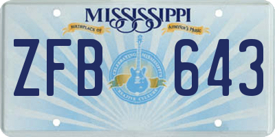 MS license plate ZFB643