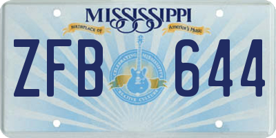 MS license plate ZFB644