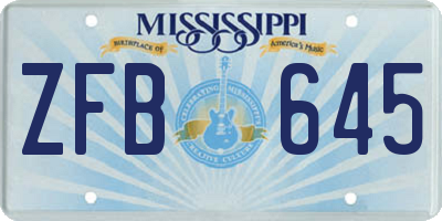 MS license plate ZFB645