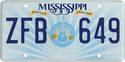 MS license plate ZFB649