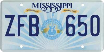 MS license plate ZFB650