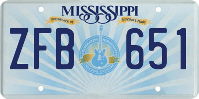MS license plate ZFB651