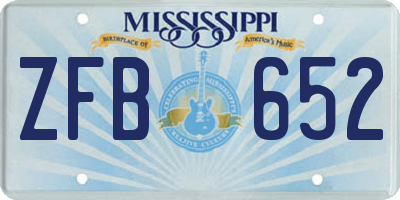 MS license plate ZFB652