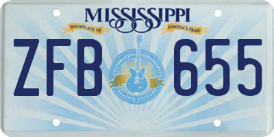 MS license plate ZFB655