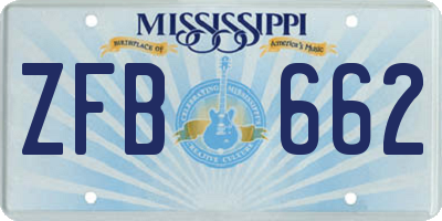 MS license plate ZFB662