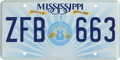 MS license plate ZFB663
