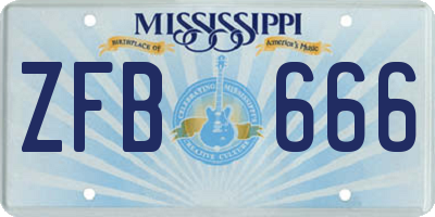 MS license plate ZFB666