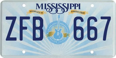 MS license plate ZFB667