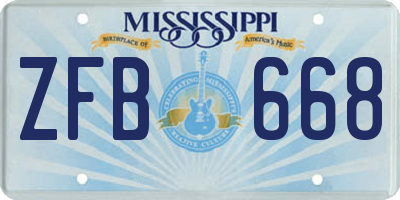 MS license plate ZFB668
