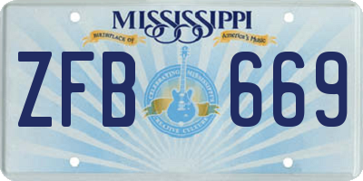 MS license plate ZFB669