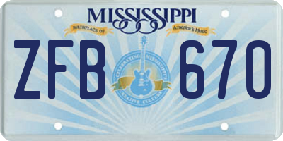 MS license plate ZFB670