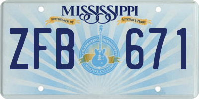 MS license plate ZFB671