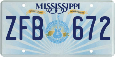 MS license plate ZFB672