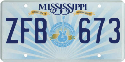 MS license plate ZFB673