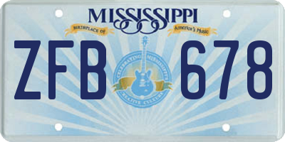 MS license plate ZFB678