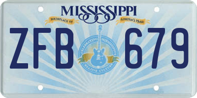 MS license plate ZFB679