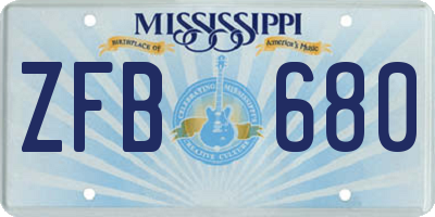 MS license plate ZFB680