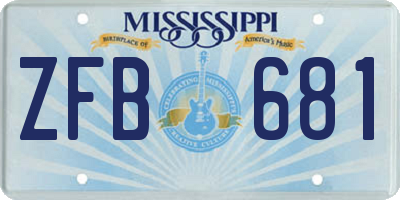 MS license plate ZFB681
