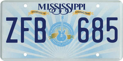 MS license plate ZFB685