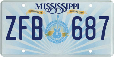 MS license plate ZFB687