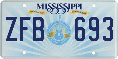 MS license plate ZFB693