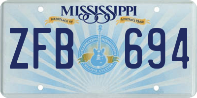 MS license plate ZFB694